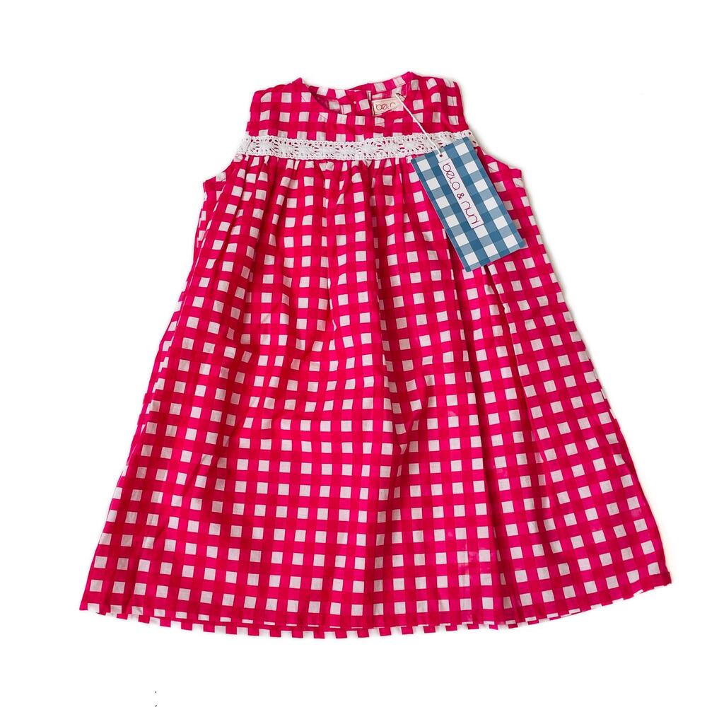 NWT Bela & Nuni Size 4T Gingham Pink Dress